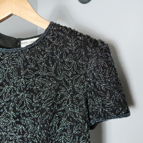 Vtge Papell Boutique Silk Beaded Embroidered Top - Picture 1 of 6